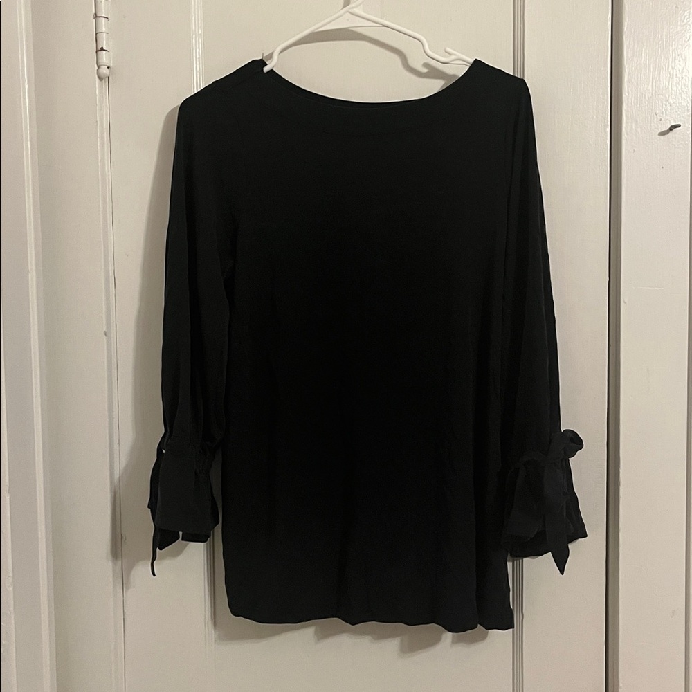 Mimi Maternity Black Top with Bow Accents